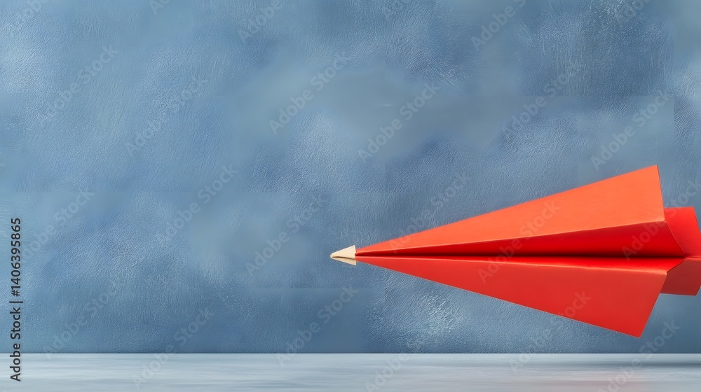 Poster red paper airplane navigating through business strategy visualization