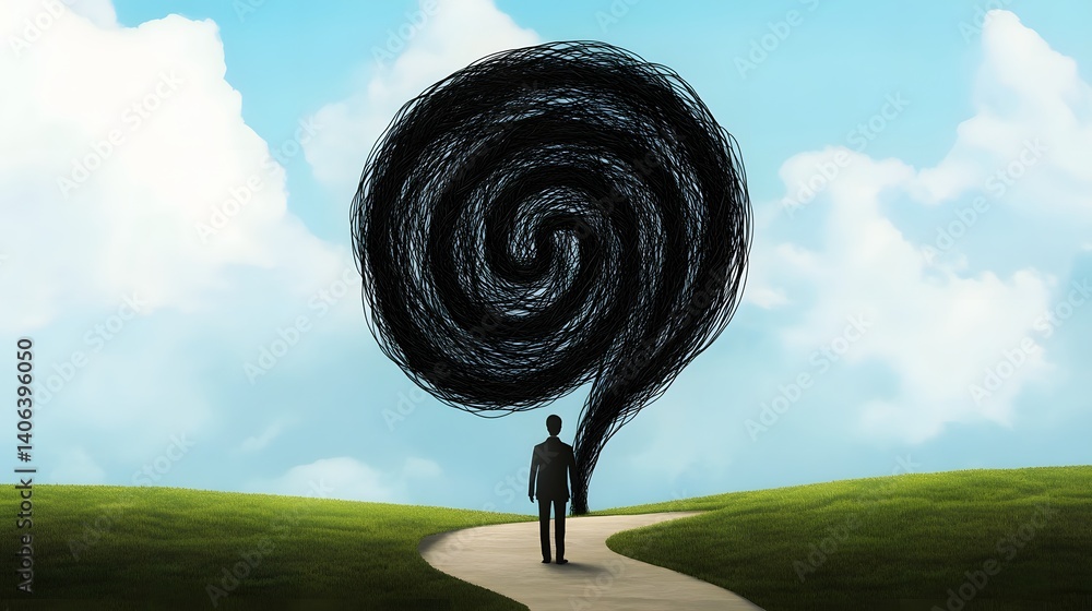 Poster Tangled Path Leading to Clarity - Symbolizing Problem-Solving and Organization