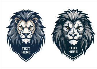 Lion Black and White Head Esport Logo Collection