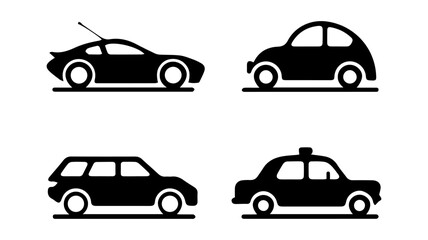 A silhouette car icon set on a white background