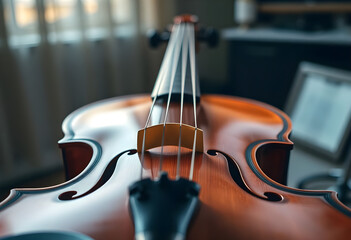 Fototapeta premium close up of a violin on a table