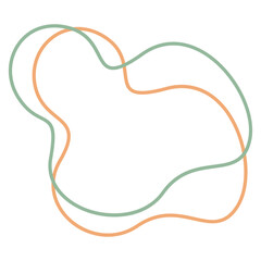 Abstract green and orange wavy lines creating a fluid shape. Ideal for minimalist design, creative patterns, or modern graphic elements.