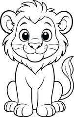 Lion Cub Coloring Page for Kids – Jungle Animal Line Drawing for Early Learning