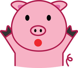 Cute surprised pig character illustration with colorful design