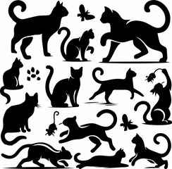 set of cats silhouettes