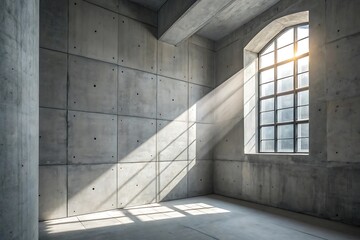 old abandoned building, Modern Concrete Interior with Natural Light, abstract background