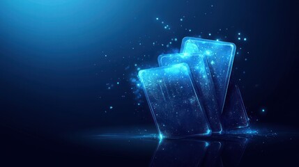 Three glowing phones, abstract digital design