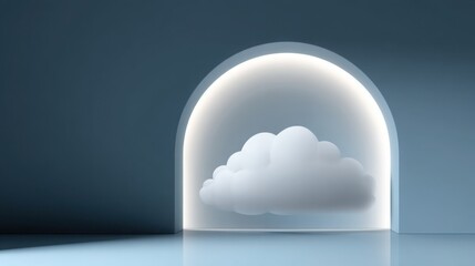 Beautiful cloud framed by a window creating a dreamy atmosphere and inviting natural light into the space