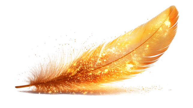 Gold feather soft style isolated on white background