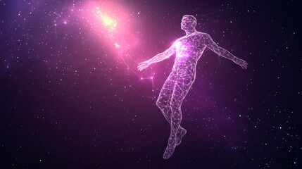 Fototapeta premium Abstract Human Figure Floating in Cosmic Space