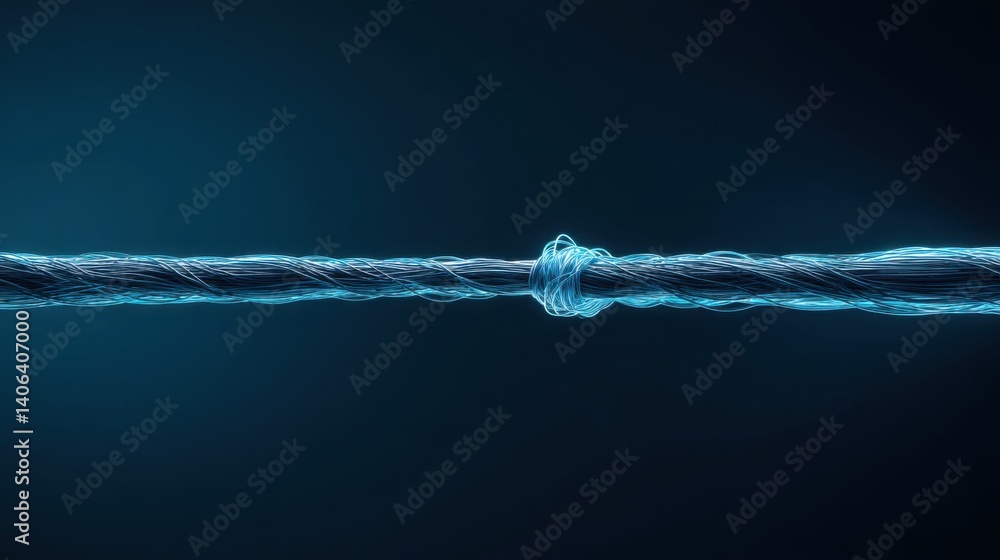 Poster rope forming a cyber neural thread against a light blue background representing connections in digit