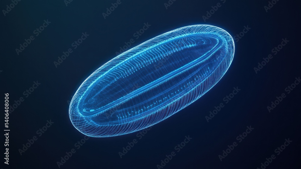 Poster abstract glowing wireframe oval object