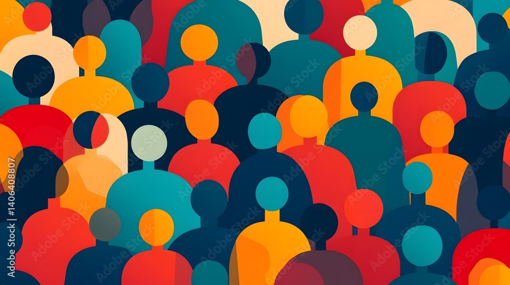 Poster visualizing teamwork and communication through abstract human figures
