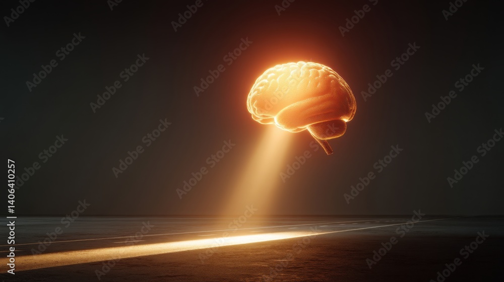 Poster light shining through a glowing sphere representing intelligence and innovation in a futuristic conc