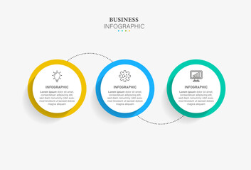 Business infographic thin line process with square template design with icons and 3 options or steps. Vector illustration.