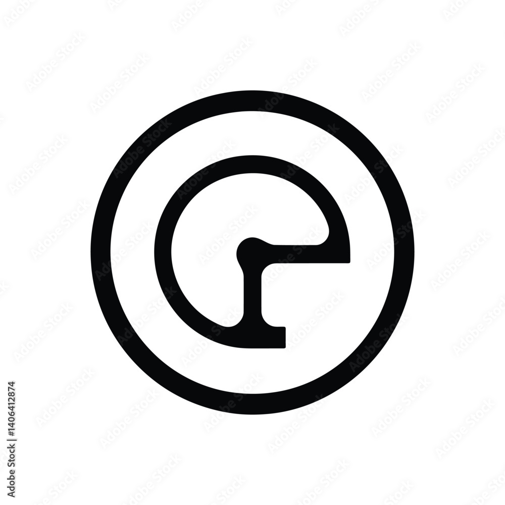 Aufkleber abstract round symbol with curve design in bold black outline transparent