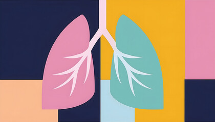 Fototapeta premium Colorful abstract representation of lungs with a geometric background