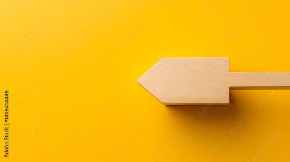 Poster arrow block pointing direction on minimalist yellow background