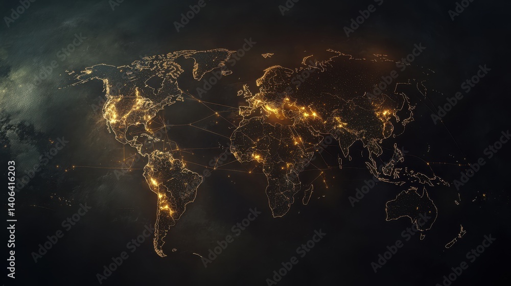 Poster global network: illuminating connections across continents