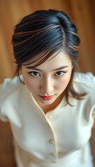 Fototapeta premium woman in a white shirt posing for a picture