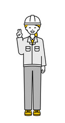 全身のポーズ_シンプルな作業員の女性04