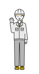 全身のポーズ_シンプルな作業員の女性02