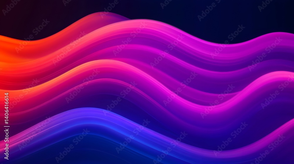 Poster vibrant gradient waves with smooth fluid motion in futuristic digital background