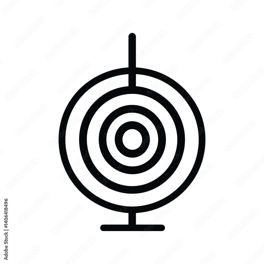 Poster black concentric circles with stand on transparent background icon design