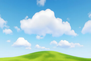 Obraz premium Clouds Drift Over Green Hilltop