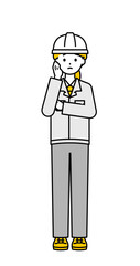 全身のポーズ_シンプルな作業員の女性12