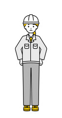 全身のポーズ_シンプルな作業員の女性15