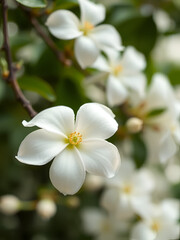 Obraz premium Jasmine bloom. A beautifull white flower of Jasmine falling in the air isolated