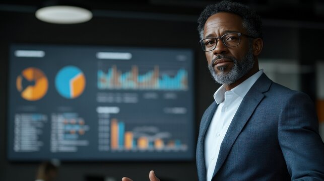 Focused business leader in modern office setting