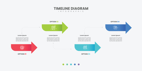 Progress bar with 4 arrows behind translucent rectangular elements placed in horizontal row. Concept of three steps to business success. Minimal infographic design template.