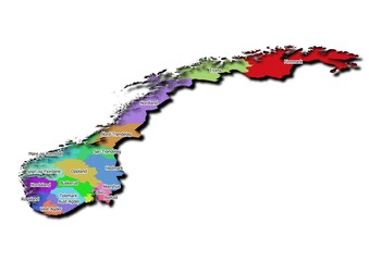 High-resolution illustration of the map of Norwegia, showcasing the complete geographical shape of the country