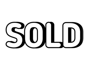 Sold text illustration 3d on transparent background for design elements business concept