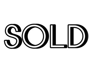 Sold text illustration 3d on transparent background for design elements business concept