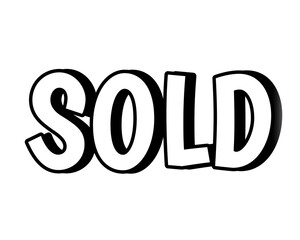 Sold text illustration 3d on transparent background for design elements business concept