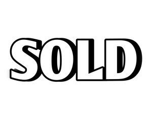 Sold text illustration 3d on transparent background for design elements business concept