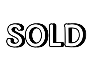 Sold text illustration 3d on transparent background for design elements business concept