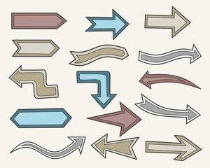 Collection of vintage directional arrows in various shapes and colors.