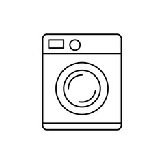 Washing Machin line art icon vector on white background. Laundry, appliance icon .