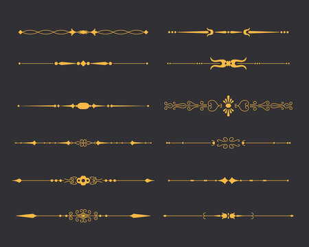 Gold line decorative dividers collection for design elements.