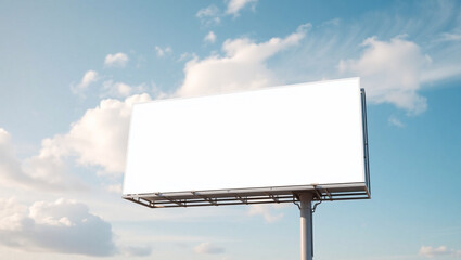 Blank Billboard on Sky Background, Mockup Billboard