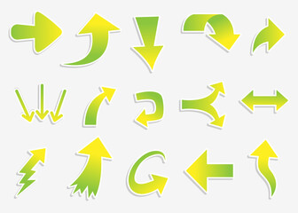 Collection of various directional arrows in yellow-green hues.