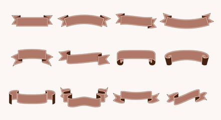 Various decorative ribbons in a muted brown shade.