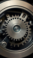 close up of a metal gear wheel