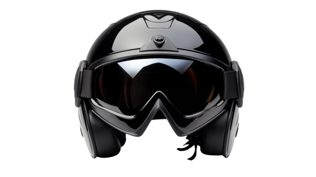 Close up shot of a shiny black motorcycle helmet with visor