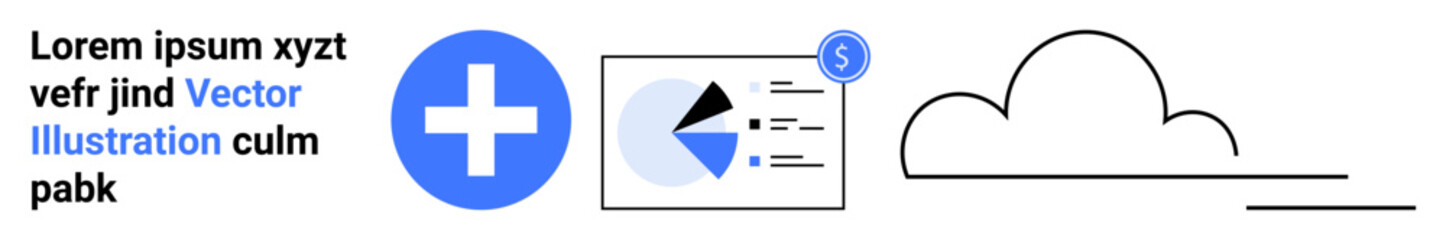 Obraz premium Blue medical cross beside financial data chart and connected cloud icon. Ideal for healthcare, technology, data analysis, cloud storage, finance, innovation, and simple landing page