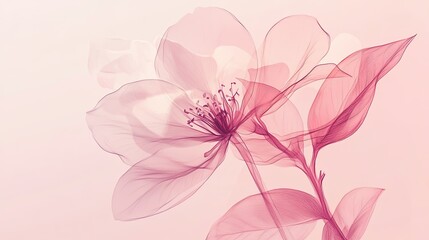 Fototapeta premium Delicate Pink Blossom Flower with Translucent Petals
